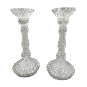 Paire de bougeoirs modèle bambou