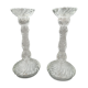 Pair of bamboo candlesticks in molded crystal