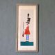 Mid-century modern swedish "The royal guard" vintage figurative watercolor & gouache painting