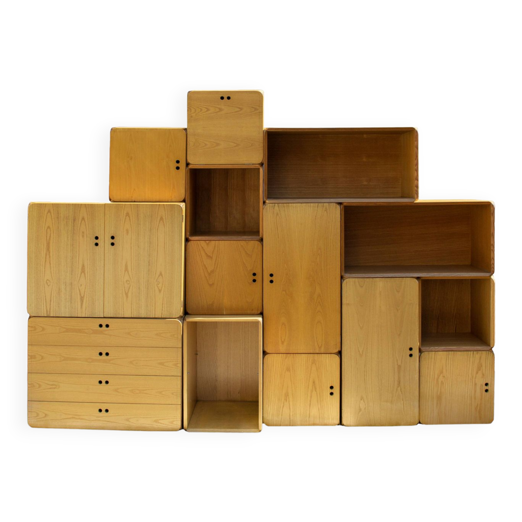 Mobili modulari in faggio serie Samara di Derk Jan de Vries per Maisa 1977