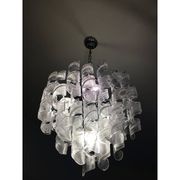 Murano Glass Sputnik Chandelier With Swirling Italian Glass Clear and White