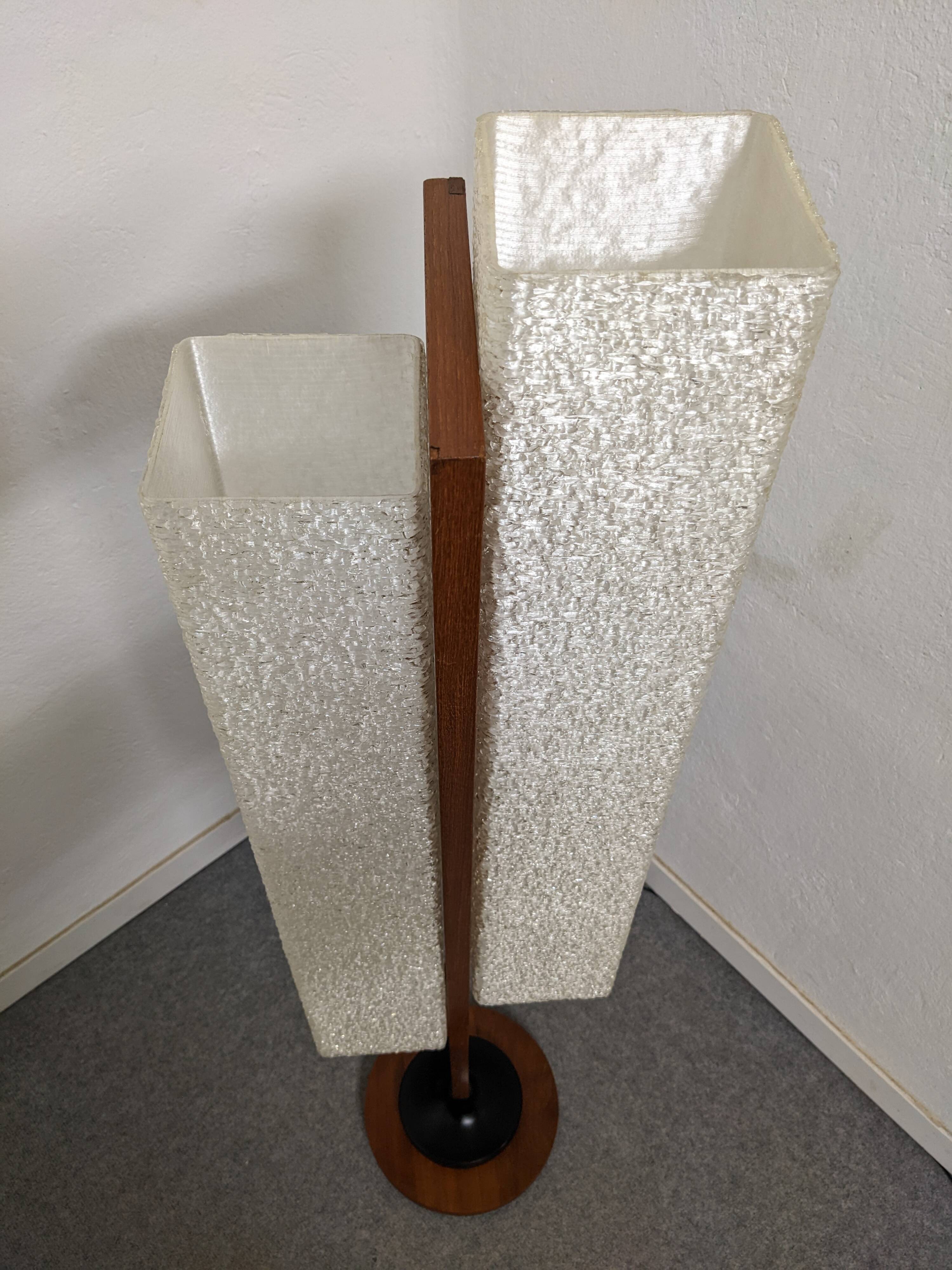Danish floor lamp in teak and pearly resin from the 50s/60s