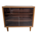 Vintage display cabinet in light wood, 1970s.