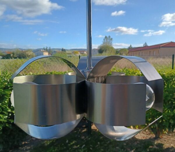Suspension lustre Space Age en aluminium brossé vers 1970 Pop Art Design