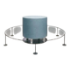 Pastel blue cylindrical coffee table "Tambour" – Artisan design.