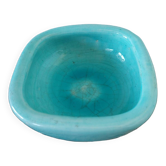 Art deco bowl signed Keramos in turquoise cracked ceramic