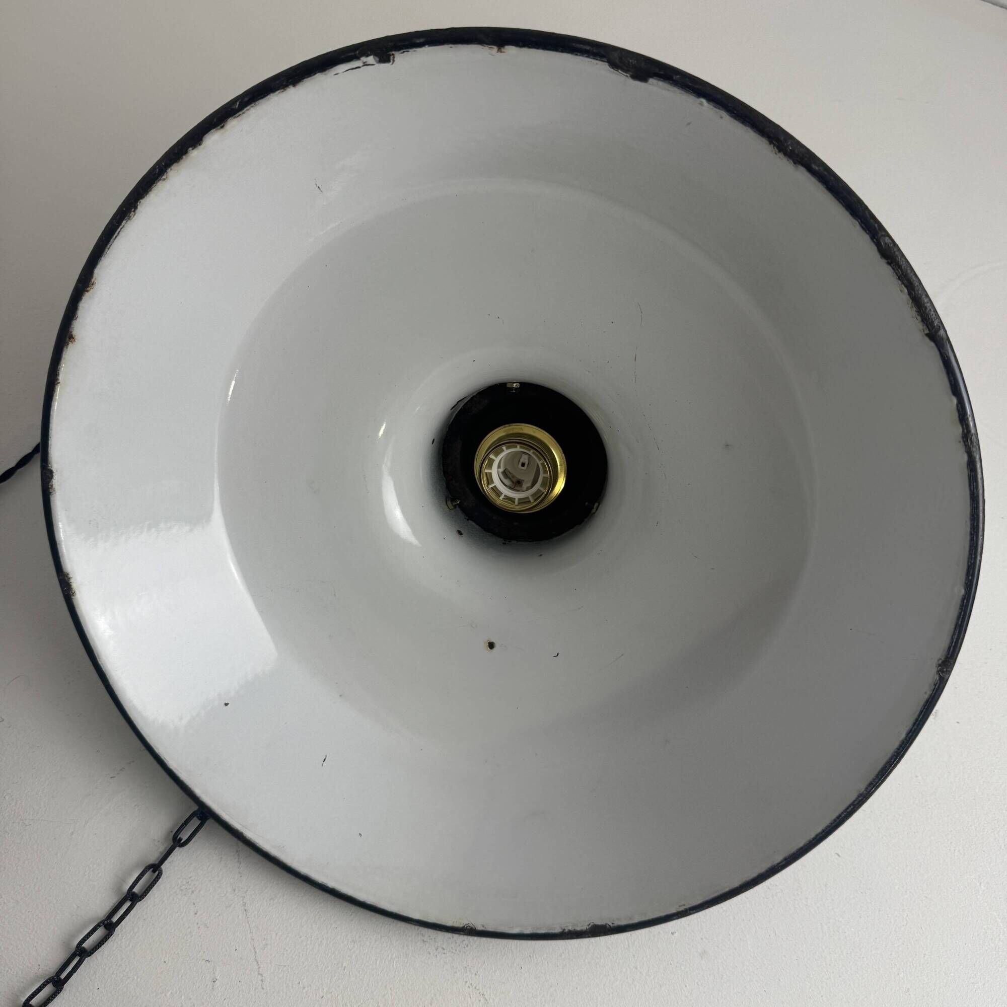 Old enamelled industrial workshop suspension 40 cm
