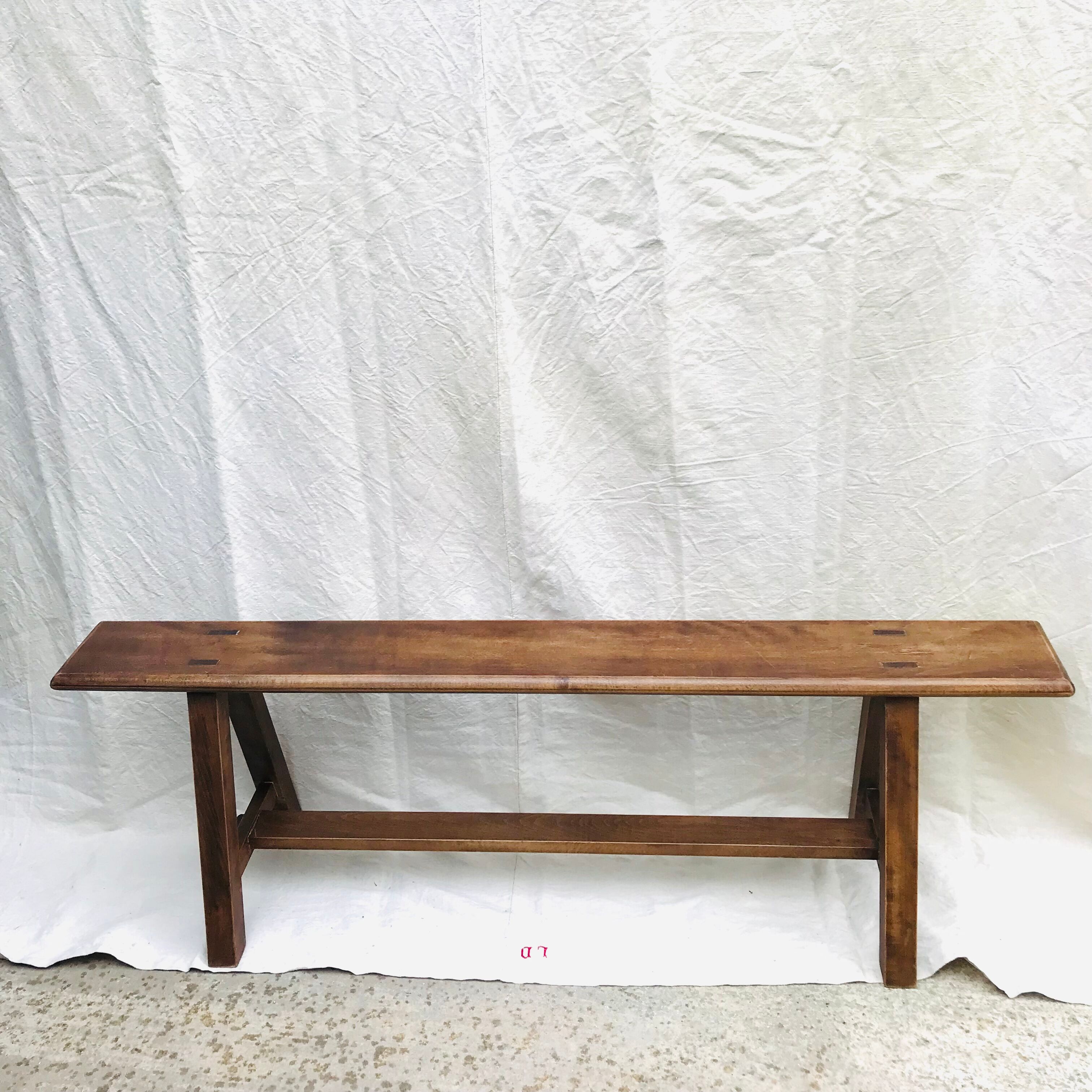 Pair of vintage beech farm benches