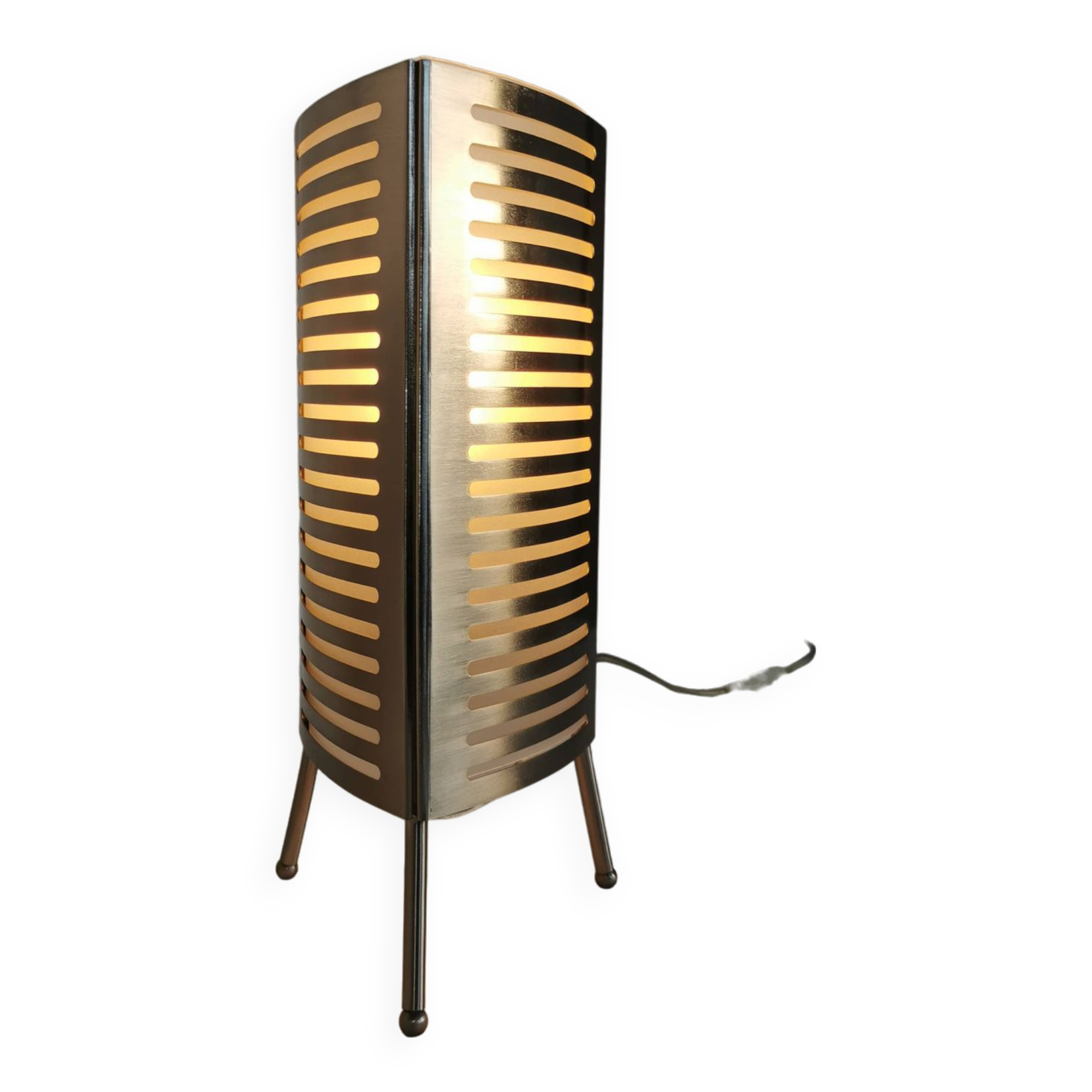 Openwork stainless steel table lamp, Sweden, 1990