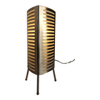 Openwork stainless steel table lamp, Sweden, 1990