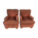 Pair of club in red velvet armchairs Yves Halard