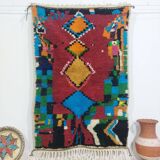 Handmade wool Berber rug 155 X 100 CM