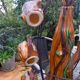 Carafe and 7 glazed ceramic cups of vintage Vallauris 60