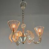 Venetian chandelier in colorless murano glass circa 1940
