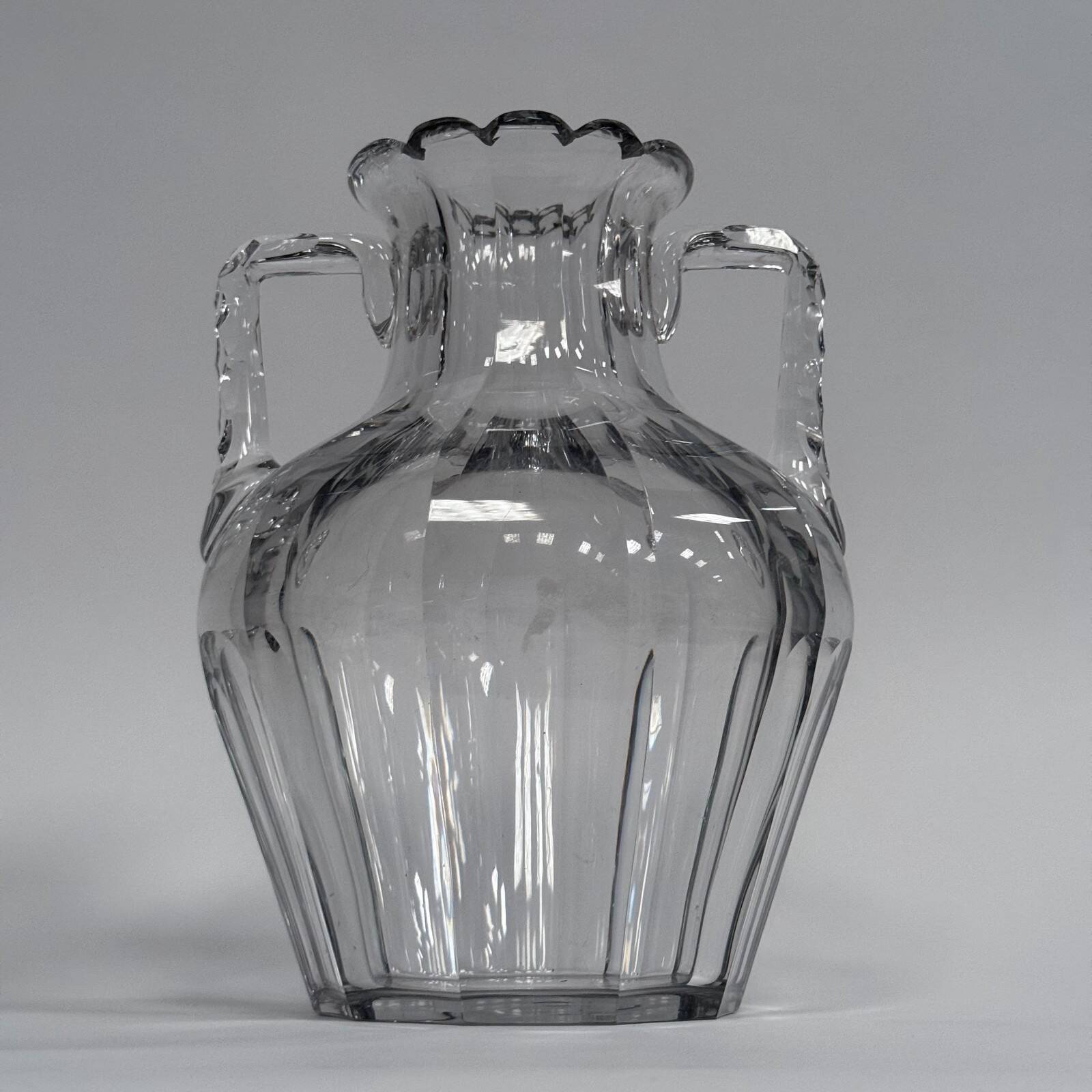 Baccarat crystal vase with handles, 19th century, cut sides