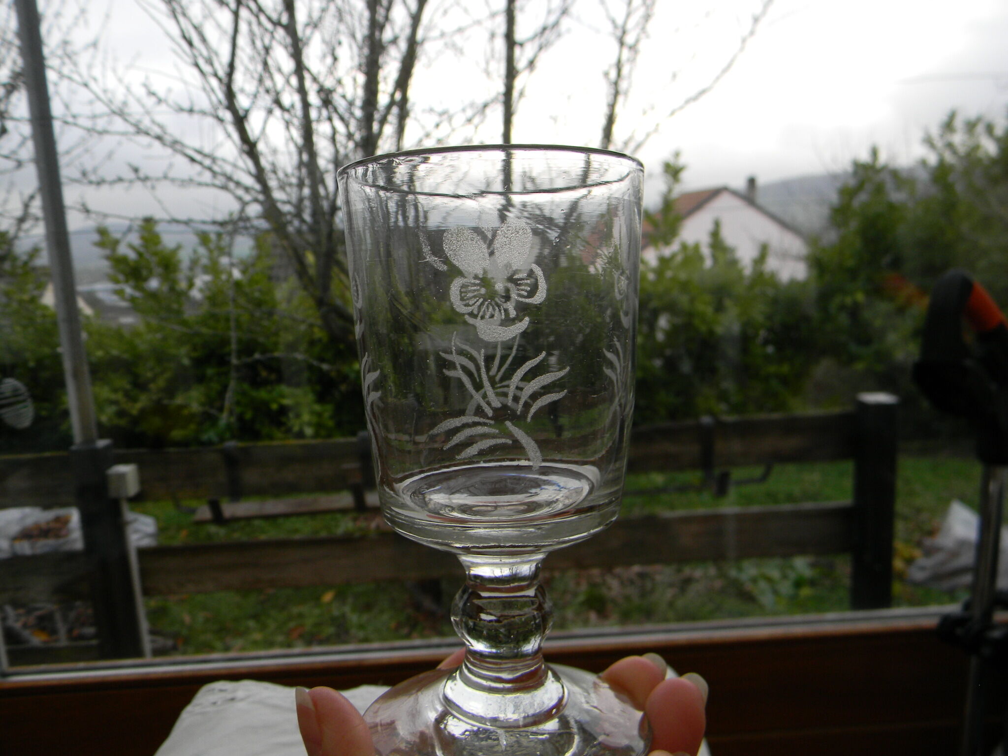 Glass blown glass engraved with acid late nineteenth