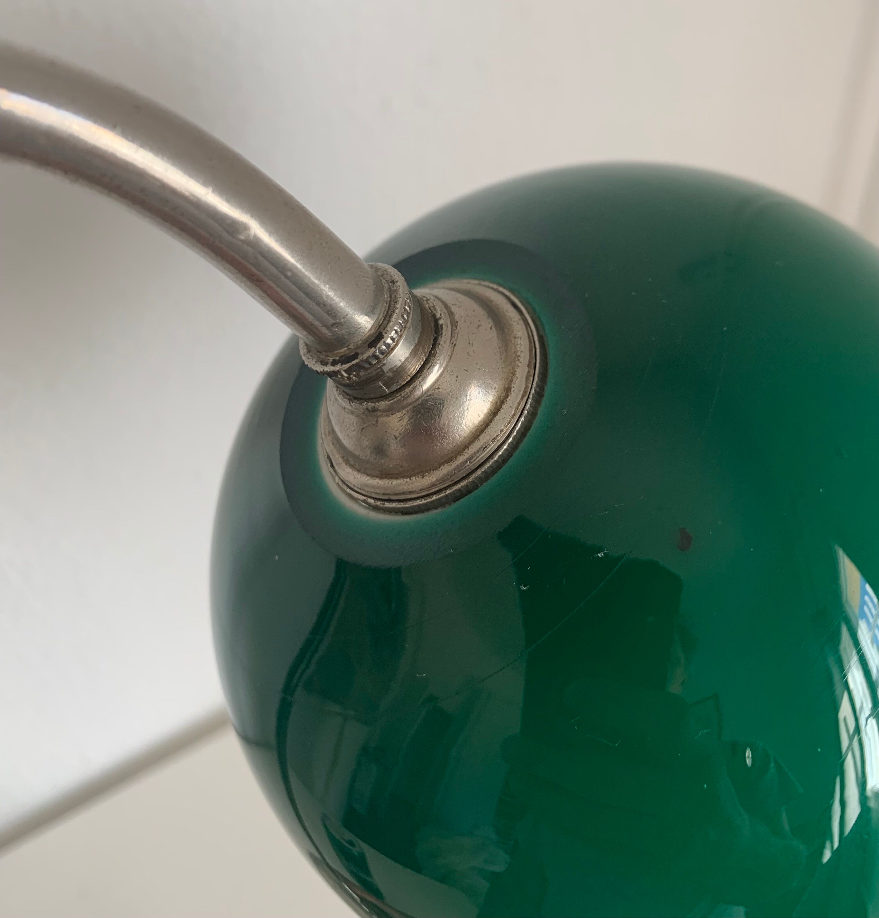 Vintage lamp 1920 monix nickel-plated metal celadon - 53 cm