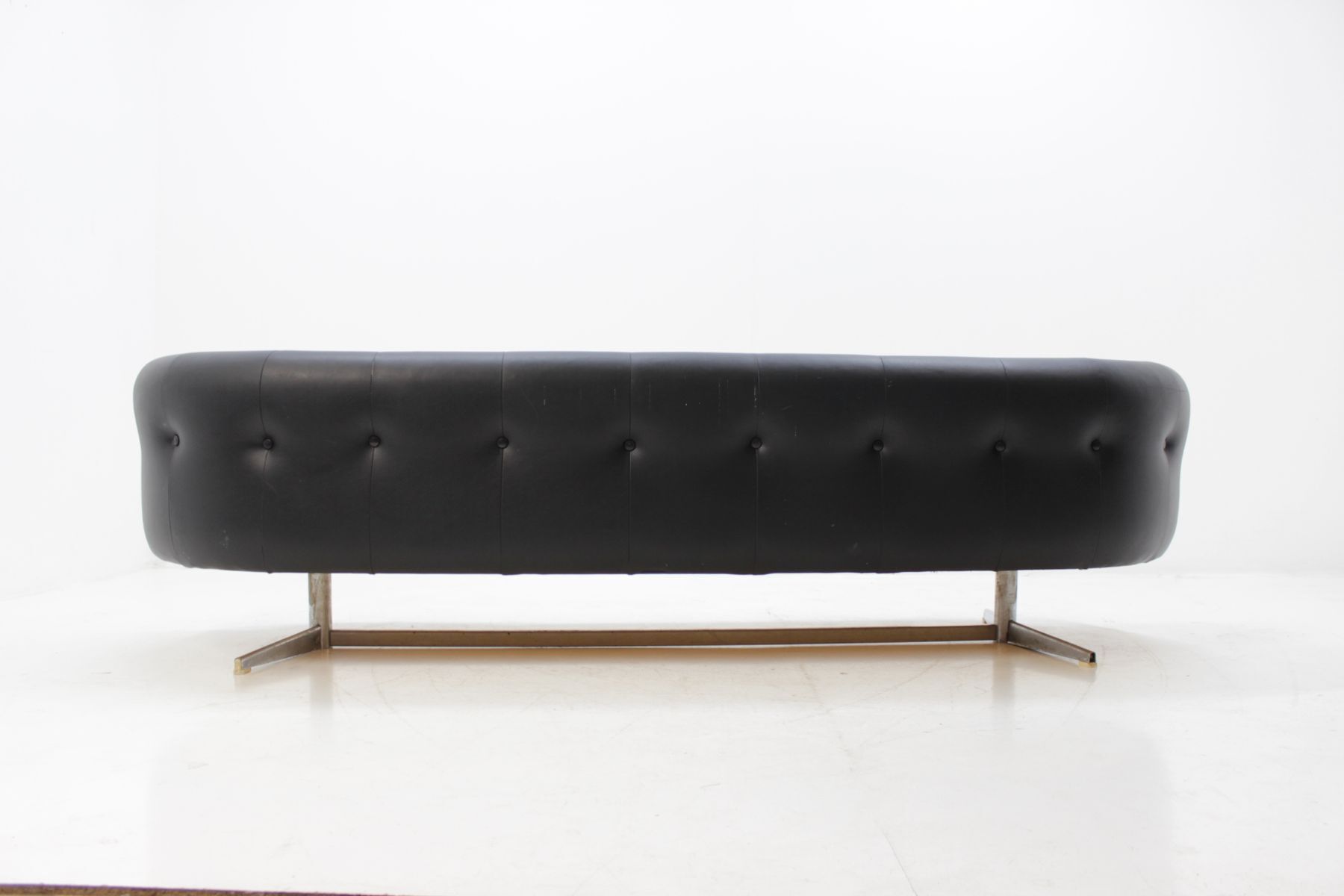 Sofa leatherette and chrome France 1970 s