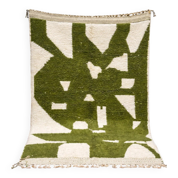 Thick wool Berber rug – abstract olive