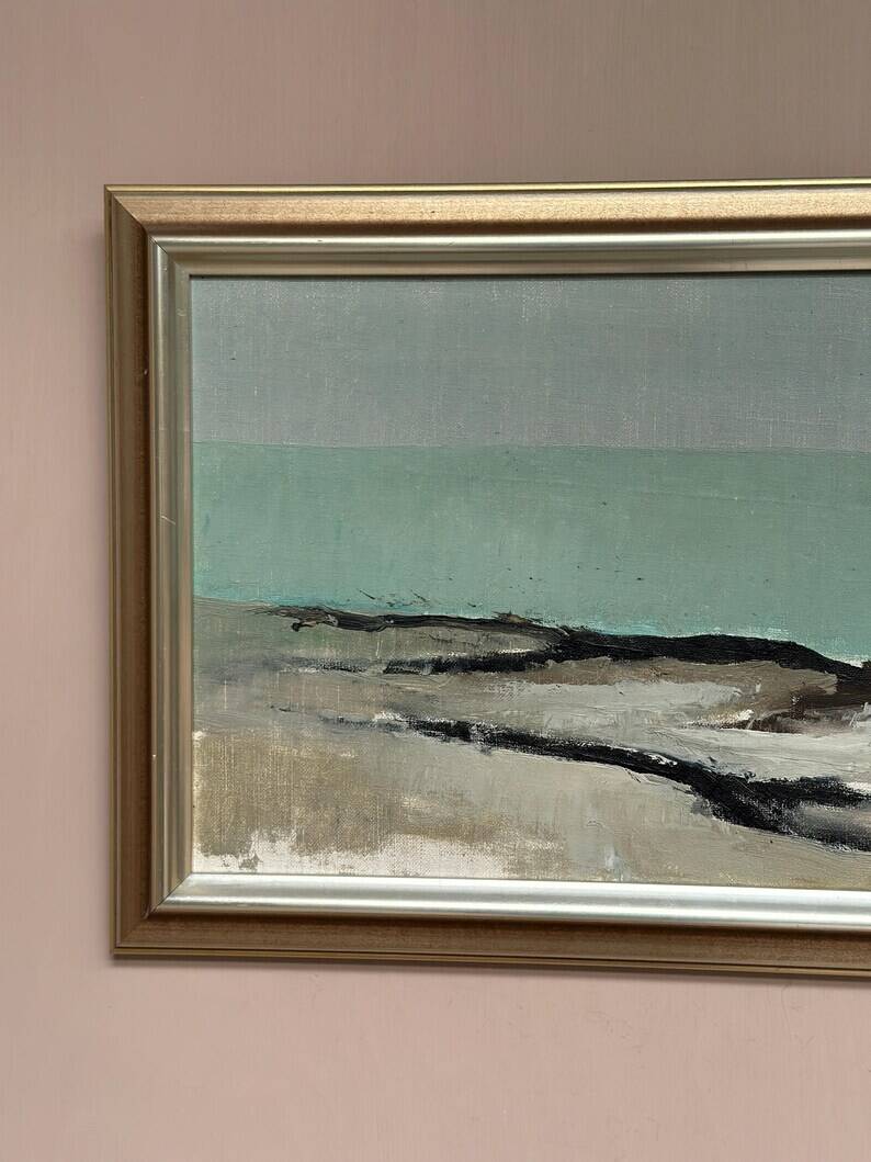 Large Original Swedish Oil on Canvas – 'Coastal Landscape' by Eric Cederberg (1897–1984) – Signed – vintage and framed – 36 × 87 cm (14.2 × 34.3 inches)