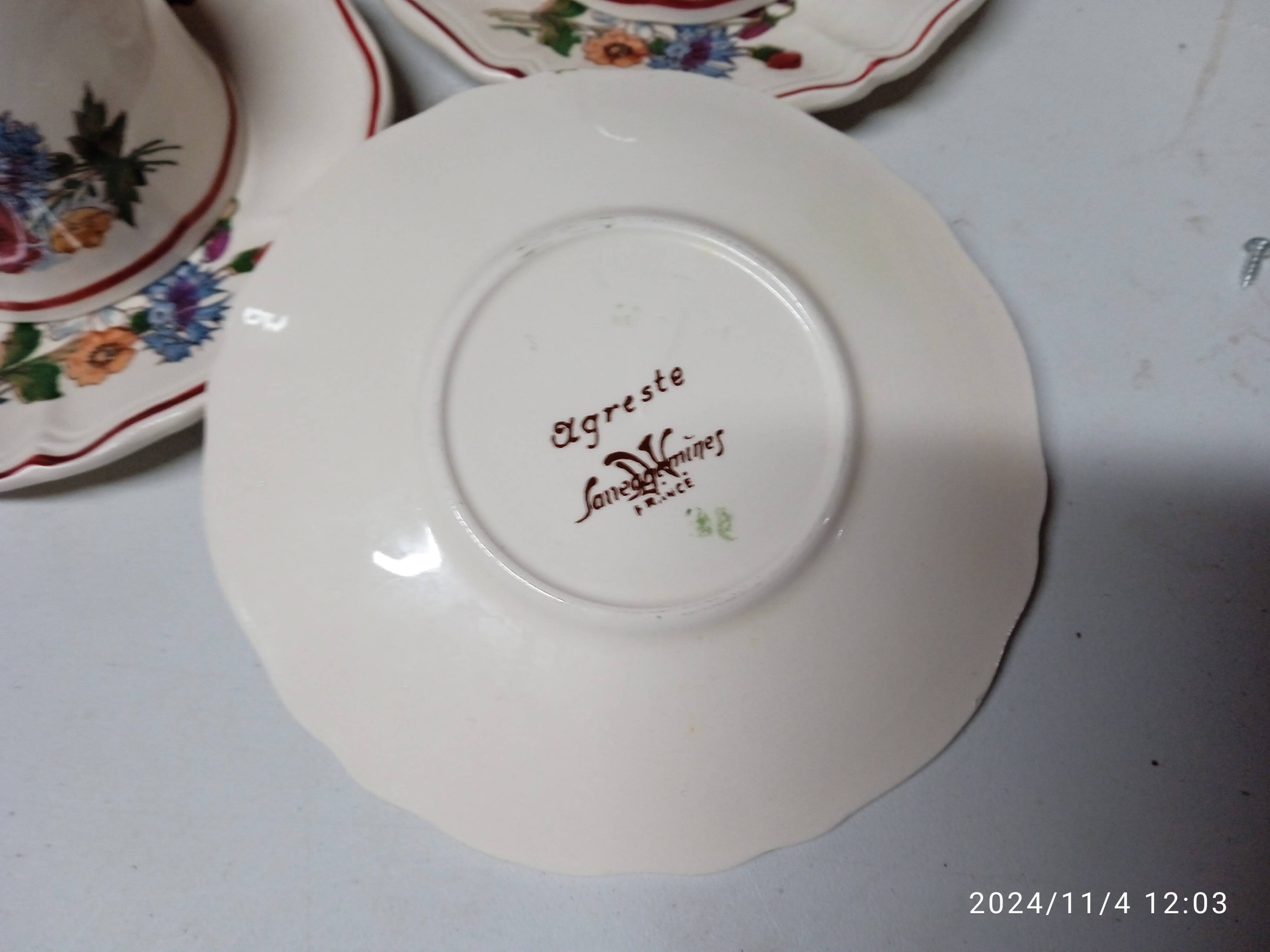 6 cups with saucers Sarreguemines Agreste - Lot 1