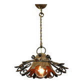 Lampe à suspension vintage en fer forgé, années 1930