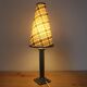 Vintage table lamp in bluish grey ceramic – Conical lampshade in Scottish tartan – 1970s/80s