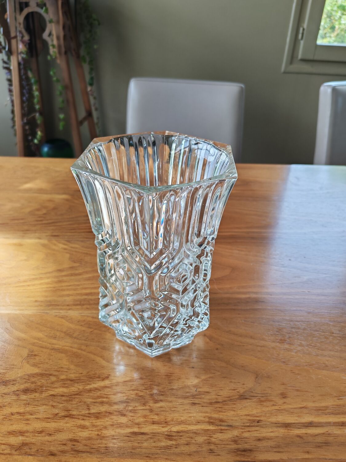 Vintage hexagonal crystal vase