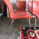 Set of 8 vintage red terracotta chairs with chrome metal legs – Martin Ballendat