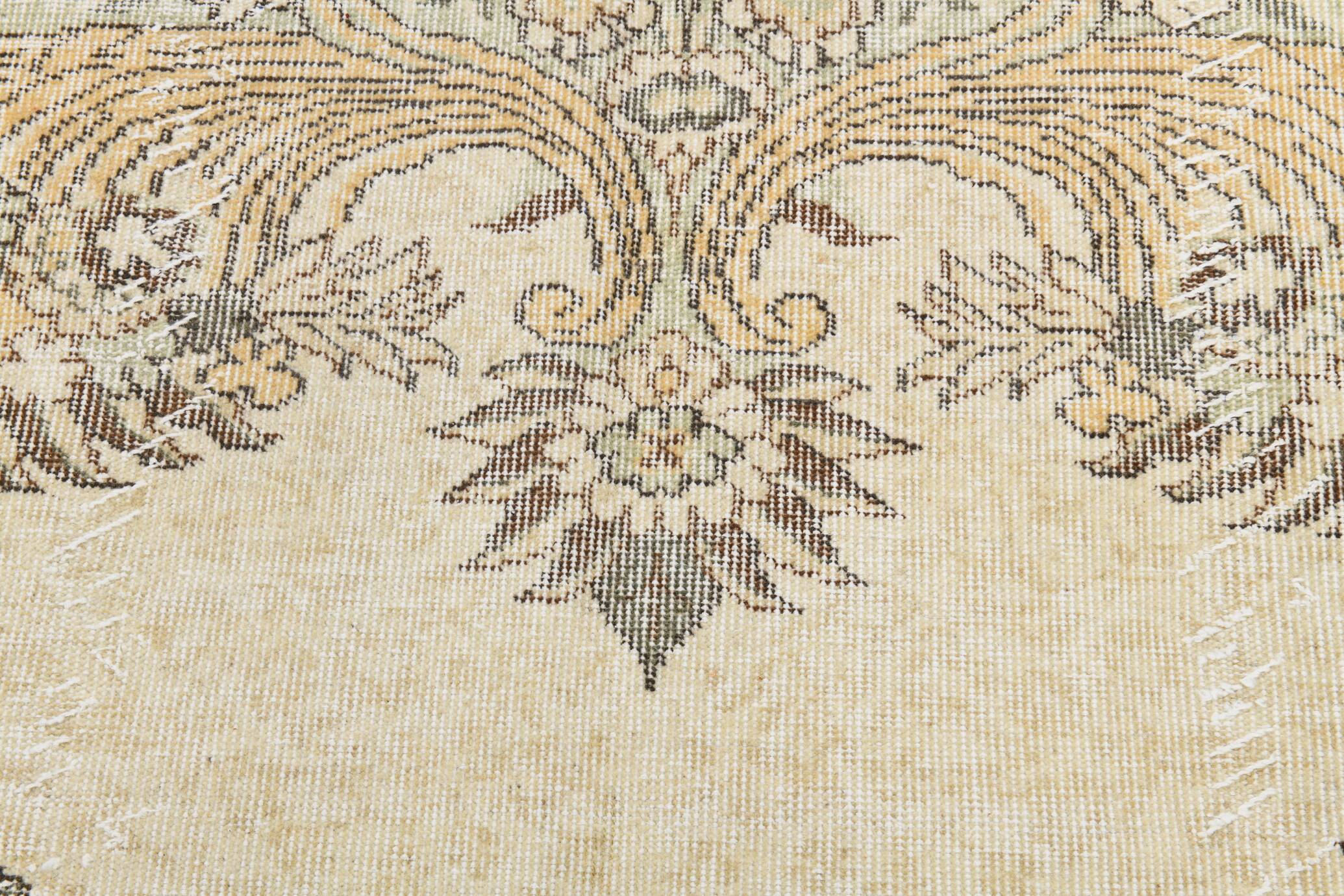 Light Green & Beige Handmade Wool Vintage Rug, 173x262 Cm