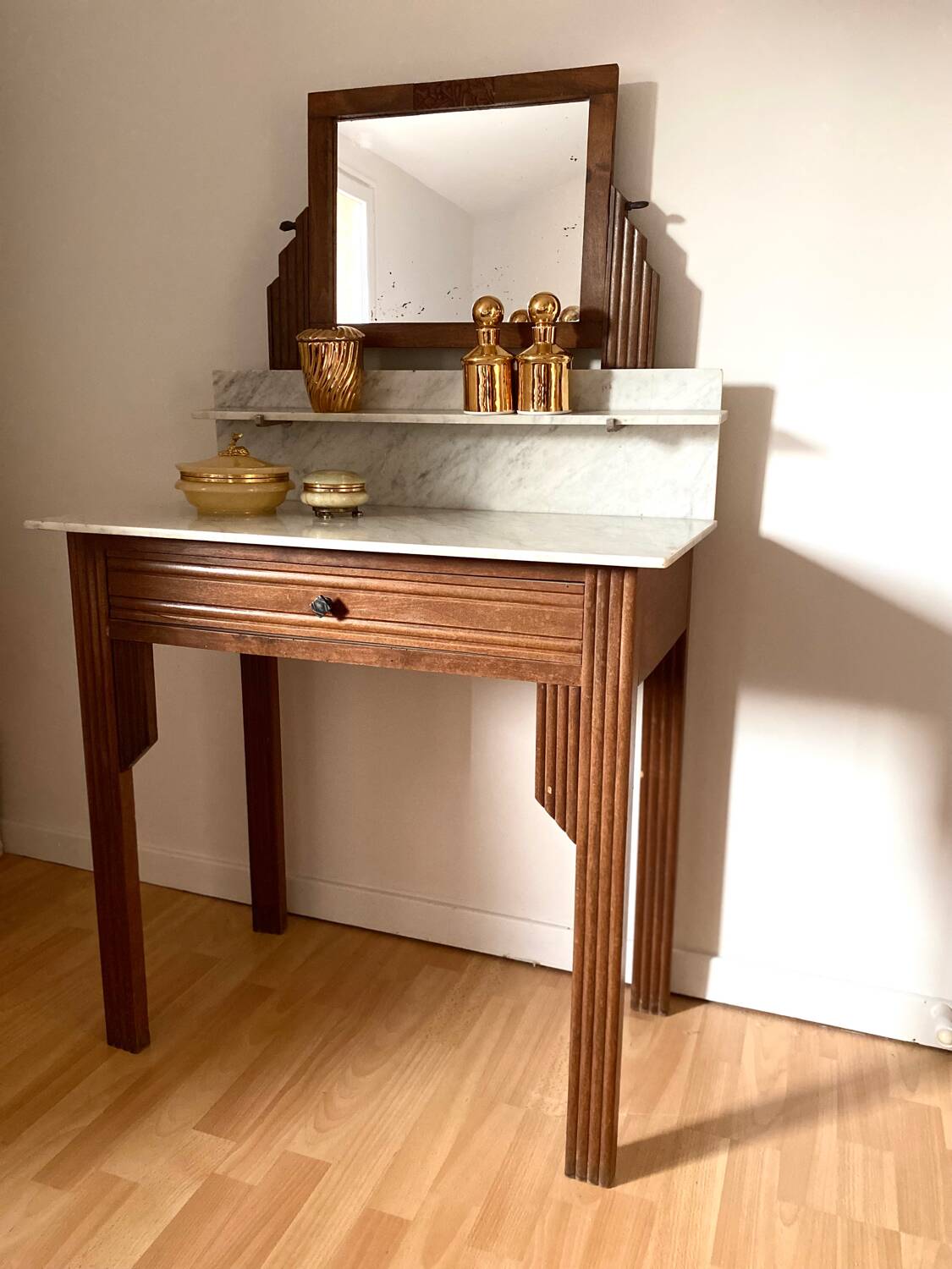 Old art deco wooden dressing table