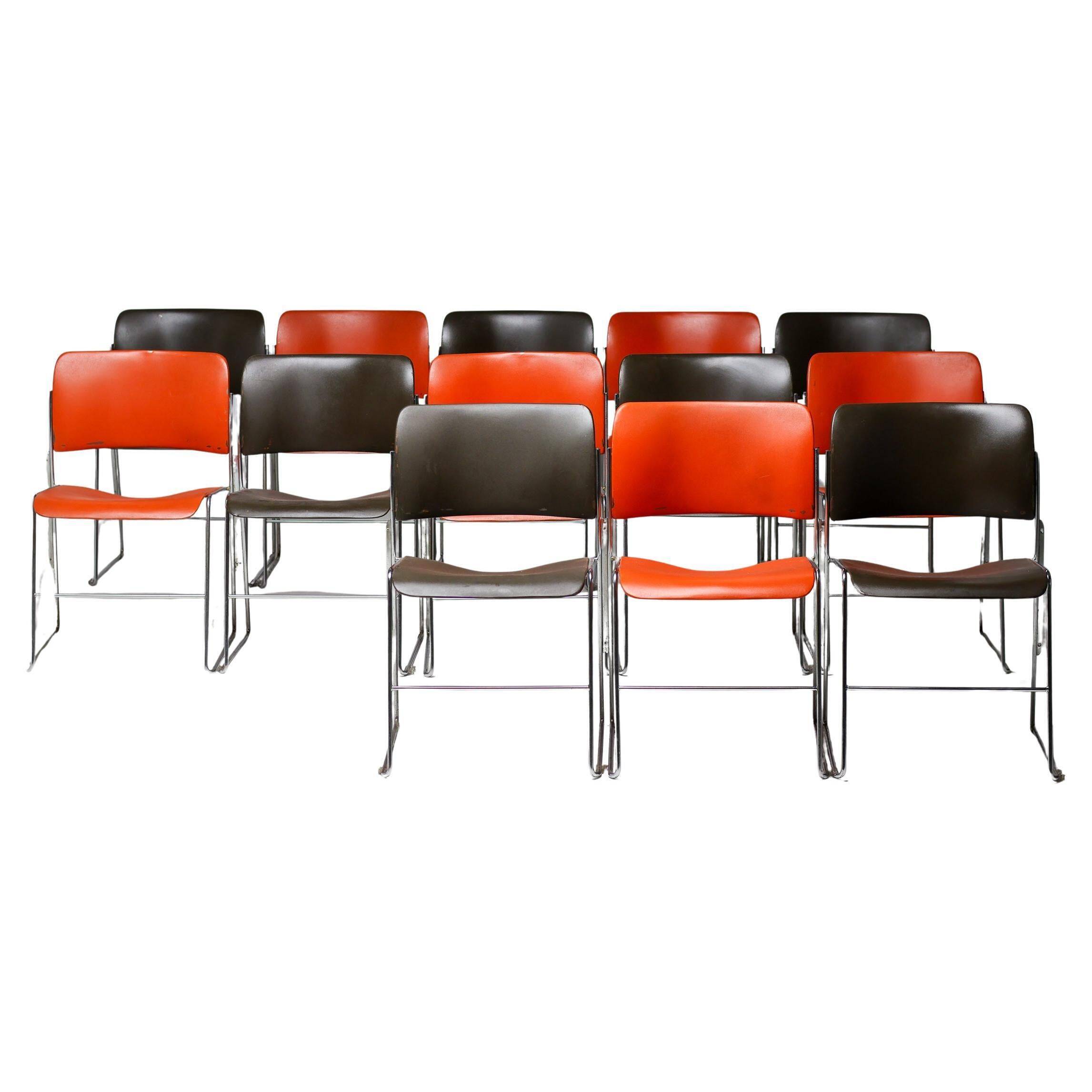 Chairs 40/4 by David Rowland - Red and Brown, Vintage 1970s, Made in the USA
