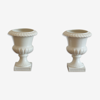 Paire de vases Capuani Este en céramique laquée blanche, Italie '900