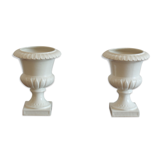 Pair of Capuani Este Vases in white lacquered ceramic, Italy '900