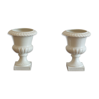 Paire de vases Capuani Este en céramique laquée blanche, Italie '900