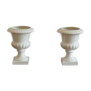 Paire de vases Capuani Este en céramique laquée blanche, Italie '900