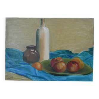 Contemporary acrylic painting on canvas still life countryside decoration