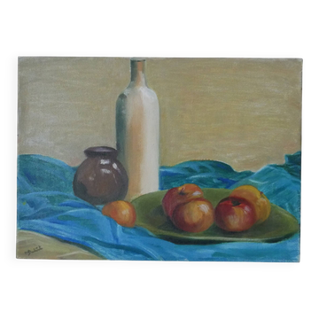 Contemporary acrylic painting on canvas still life countryside decoration
