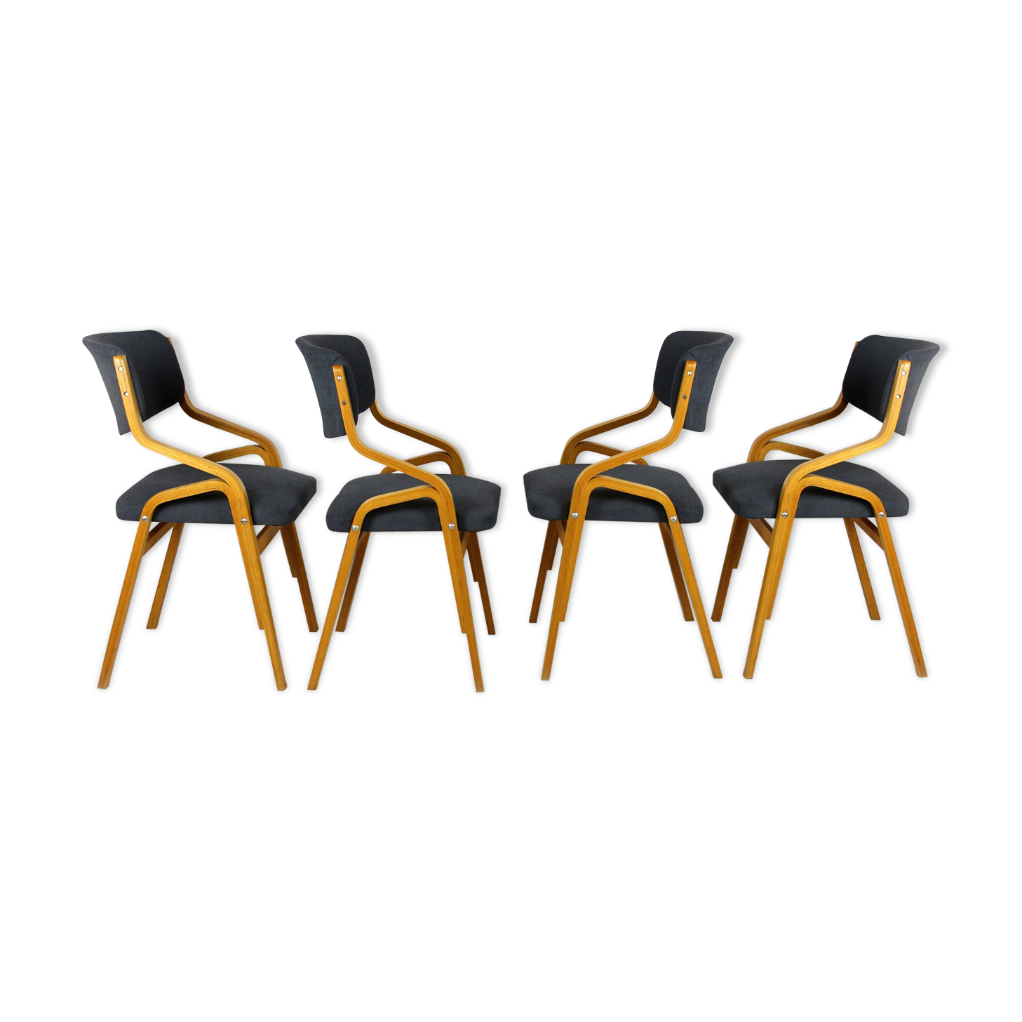 Czech Bent Plywood Chairs from Holesov, 1970s, Set of 4