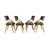 Chaises tchèques en contreplaqué plié de Holesov, années 1970, ensemble de 4