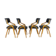 Chaises tchèques en contreplaqué plié de Holesov, années 1970, ensemble de 4