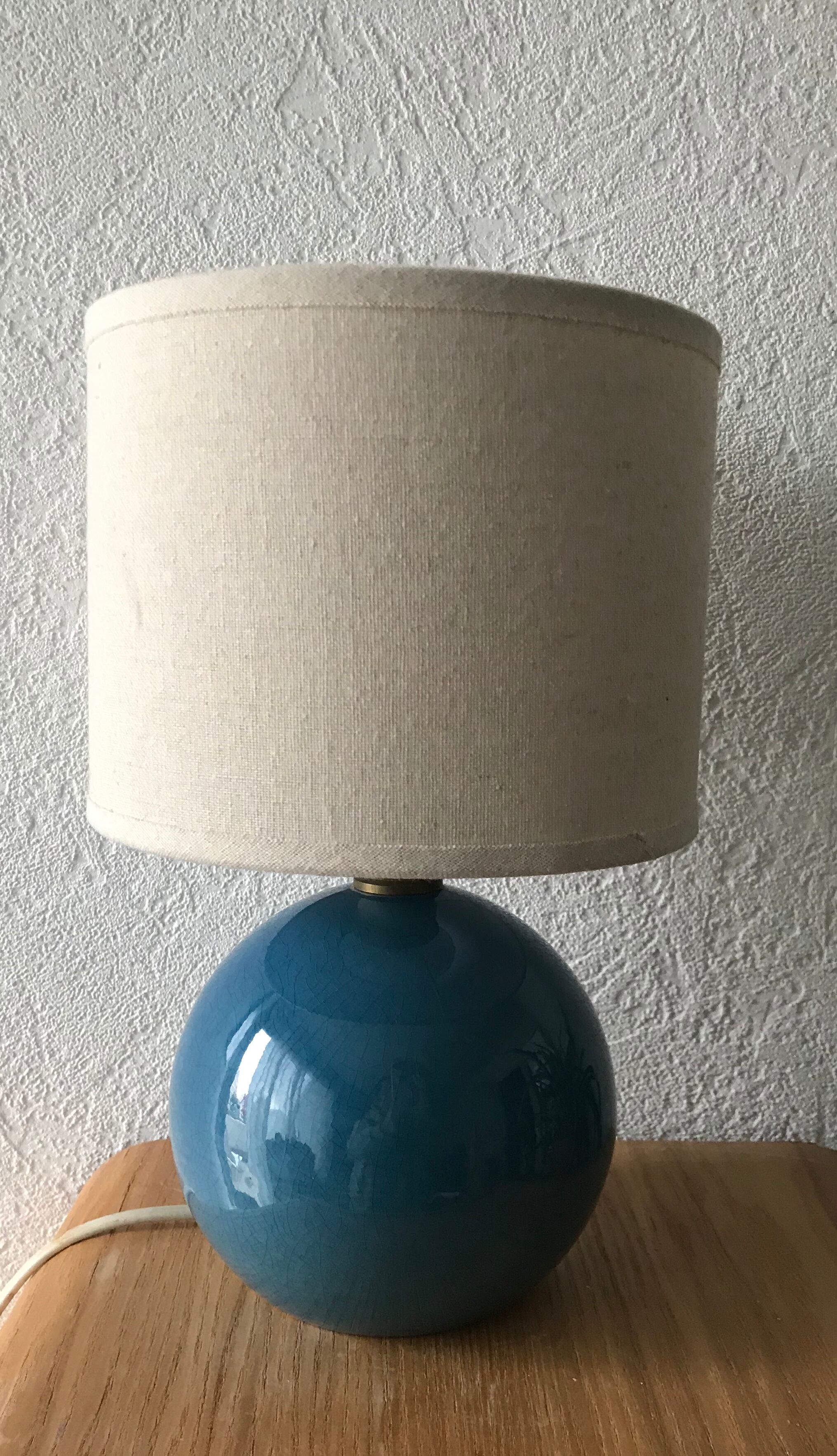 Blue enamelled sandstone ball lamp