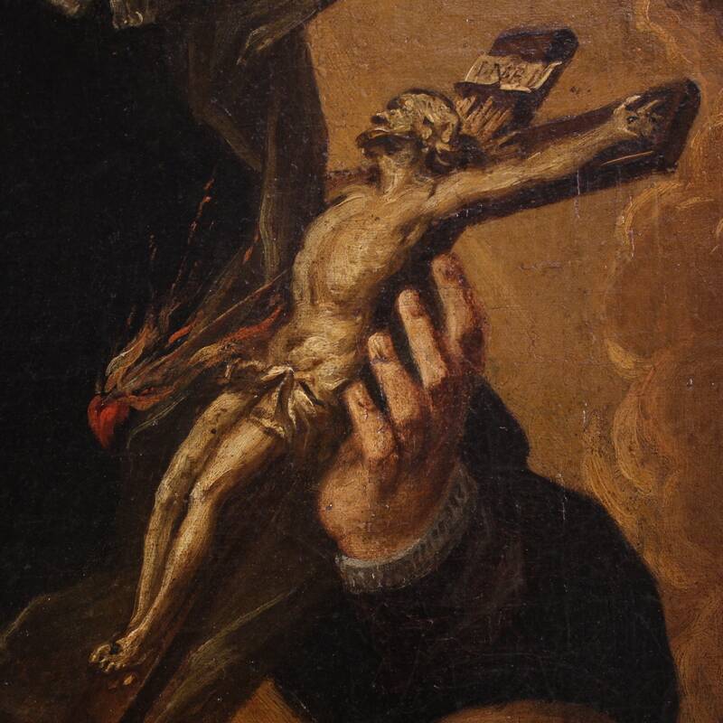 Antique oval painting of Saint Catherine of Genoa from the 17th century