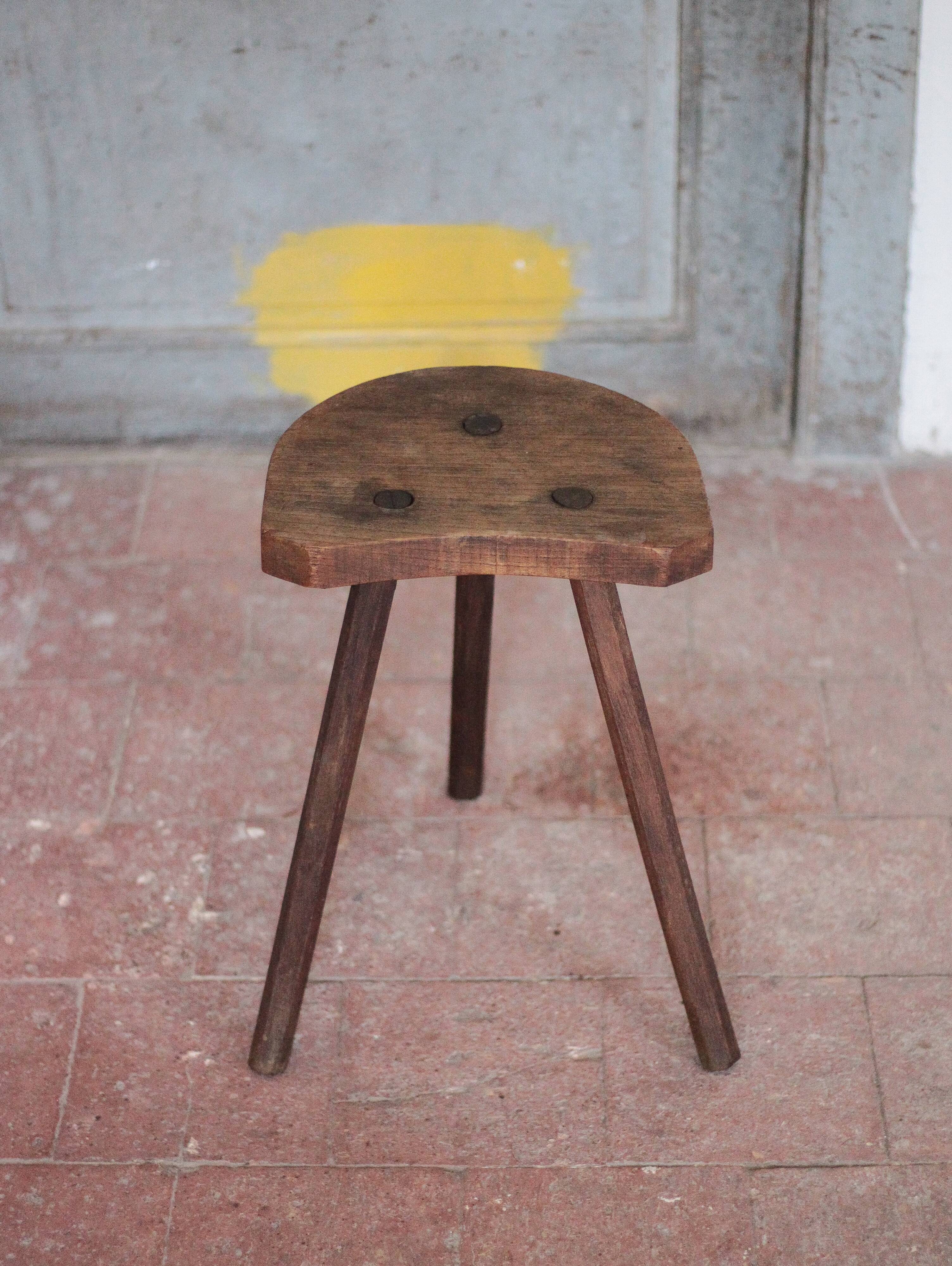 Tripod stool, wooden stool, milking stool, antique stool