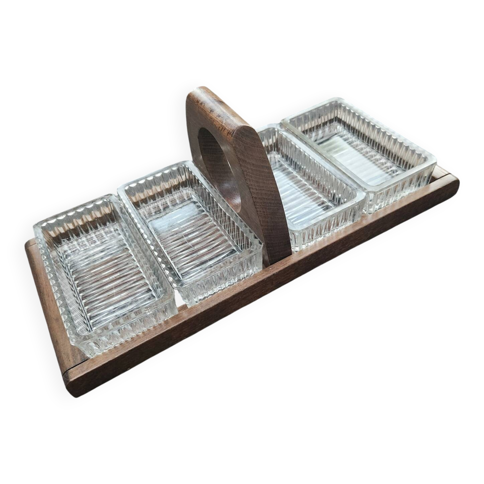 Art Deco wooden and glass servant