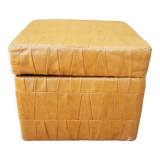 Leather patchwork chuff pouf 1970