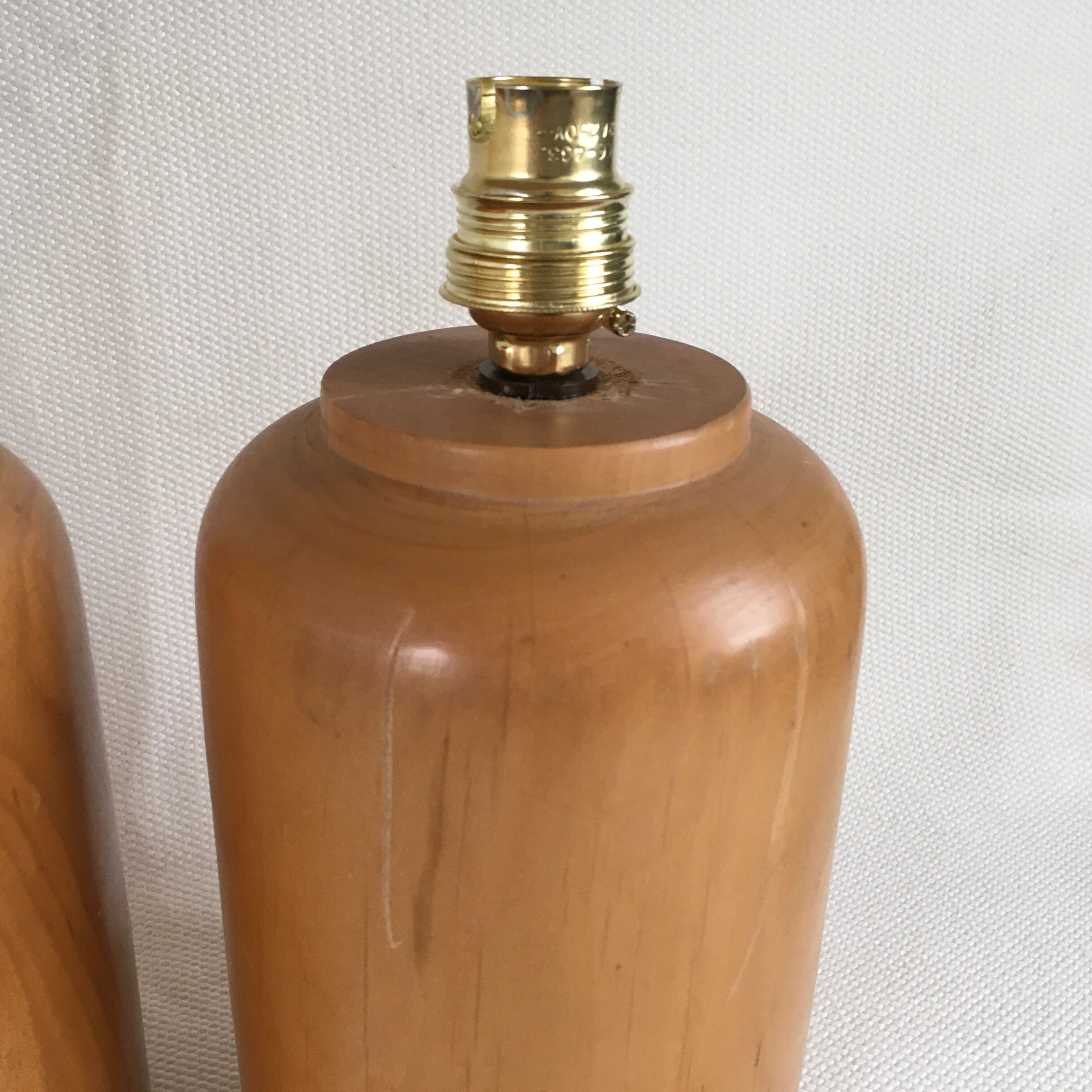 Pair of turned wooden bedside lamp legs