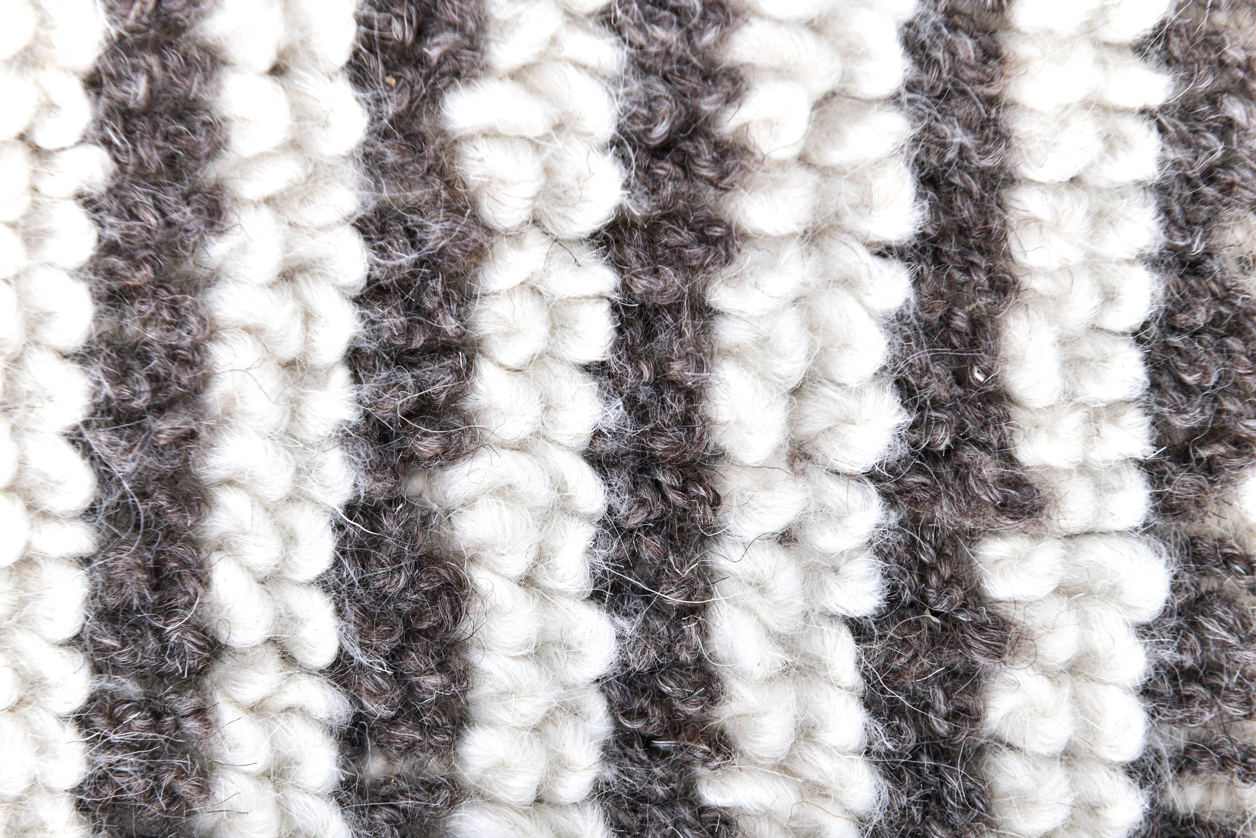 4x10 Brown & White Striped Vintage Runner Rug, 131x303Cm