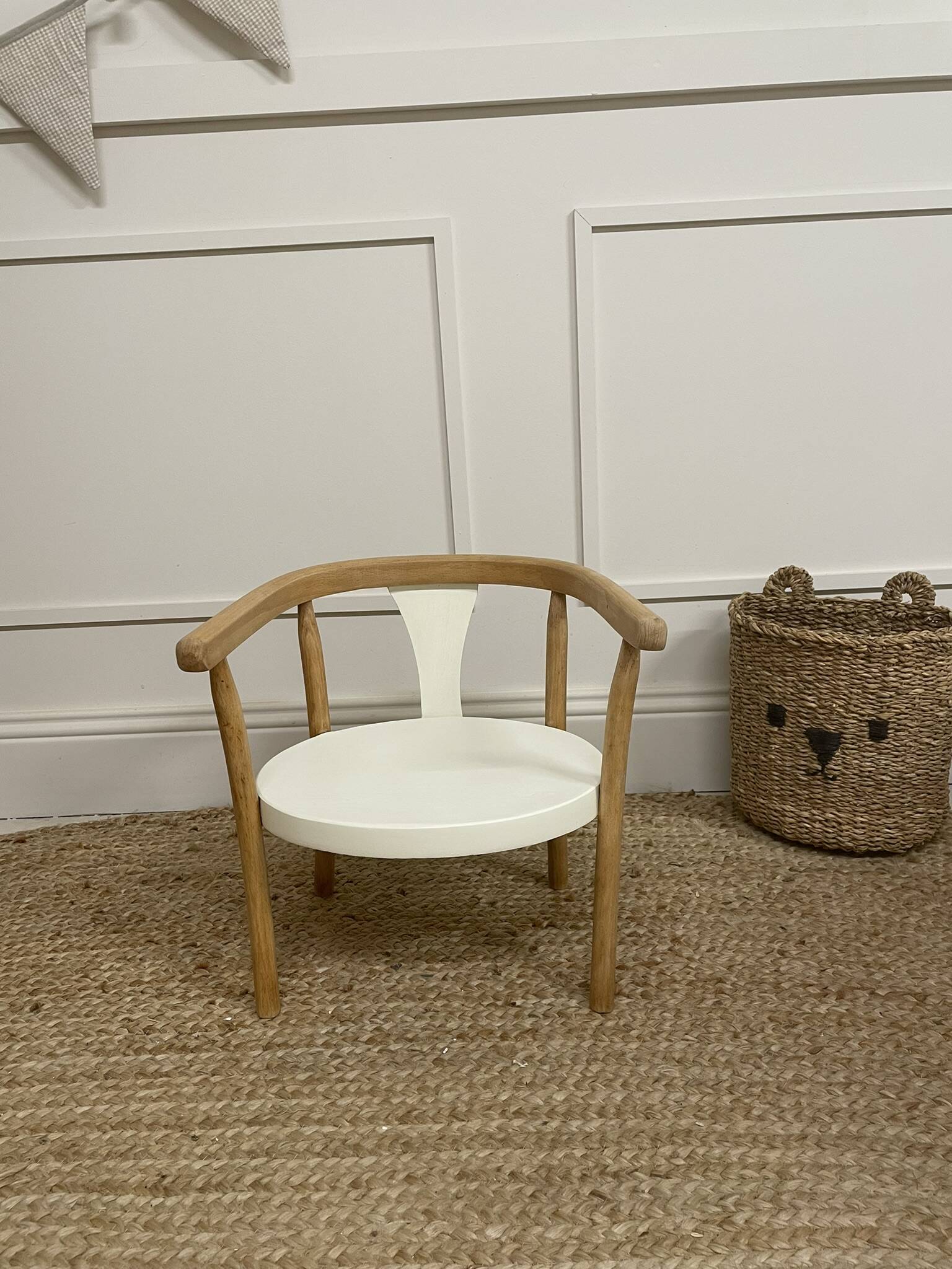 Fauteuil enfant type Baumann bois & blanc