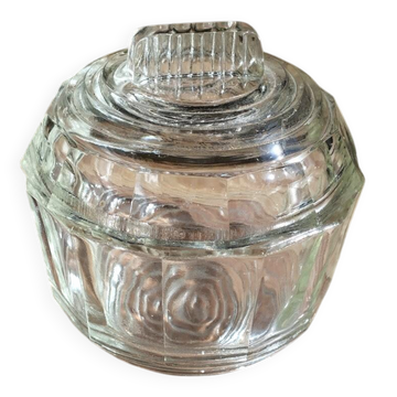 Bonbonnière en verre teinté vert très pâle – Teinte délicate vintage